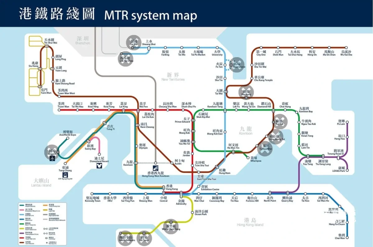 不提供租用版八達通的港鐵站別