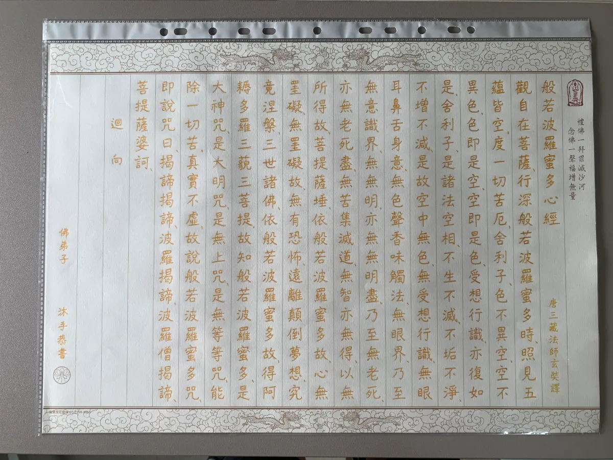 抄經後的臨摹本或臨摹字帖,可以放在佛堂、神桌或家中合適的地方收藏